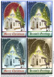 Christmas Country Church X4