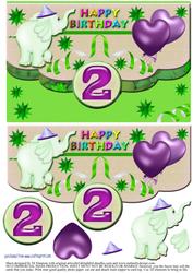 Scalloped Elephant Fun Happy Birthday for 2yrs (#1)