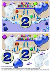 Scalloped Elephant Fun Happy Birthday for 2yrs (#2)