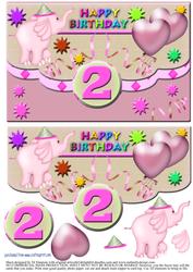Scalloped Elephant Fun Happy Birthday for 2yrs (#3)