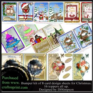 8 Assorted Christmas Topper Sheets. 16 Designs All Up