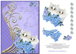 Thinking of You - Flowers and Puss's in Basket