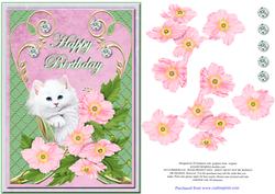 Sweet Happy Birthday with Fluffy Cat