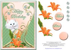 Happy Birthday for Female with Fluffy Puss