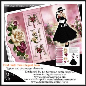 Elegant Lady and Roses- Fold Back Card