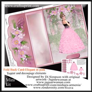 Elegant Lady in Pink- Fold Back Card for Lots of Occasions