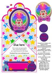 Happy Birthday -clown Scalloped Top Spring Card 2
