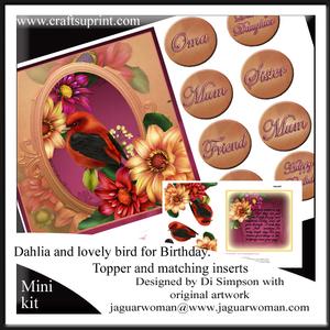 Dahlias and Pretty Bird for Female Birthdays
