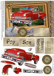 Red Retro Car - Male Birthday or Other #1