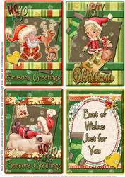 4 Christmas Toppers-santa, Helper and Reindeer