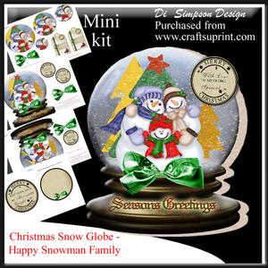 Christmas Snow Globe -happy Snowman Family
