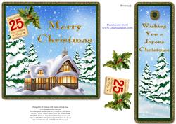 Snowy Christmas Scene- Bonus Bookmark