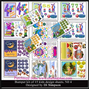 Bumber Kit- 15 Sheets for Kids Birthdays 1-10yrs #4