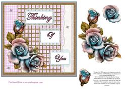Pretty Roses and Gold Lattice & Lace- Thinking of You