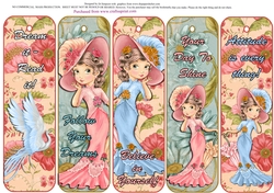 5 Beautiful Lady Bookmarks with Sayings