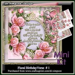 Beautiful Rose Verse Card Front Kit-Happy Birthday 1