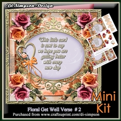 Beautiful Rose Verse Card Front Kit-  Get Well #1
