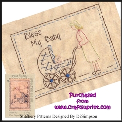 Stitchery or Needlework Pattern - Bless My Baby-Boy or Girl