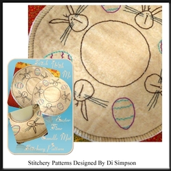 Stitchery or Needlework Pattern - Candle Mat #3-Easter