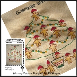 Stitchery or Needlework Pattern -Gingerbread Wishes