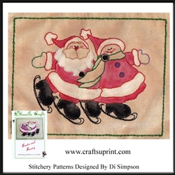 Stitchery or Needlework Pattern -Santa and Snowman