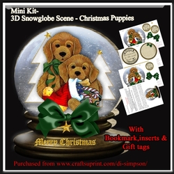 Mini Kit- 3D Snowglobe Scene - Christmas Puppies