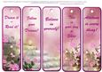 5 Beautiful Pink Roses Bookmarks with Sayings