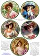 Coasters - 5 Beautiful Vintage Ladies #3-green Frame