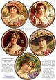 Coasters - 5 Beautiful Vintage Ladies #5-rust Frame