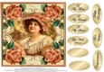 Lovely Vintage Lady with roses #3 For lots of occasions.
