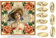 Lovely Vintage Lady with roses # 4 For lots of occasions.