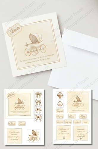 Vintage Cream & Gold Baby Shower Invitations