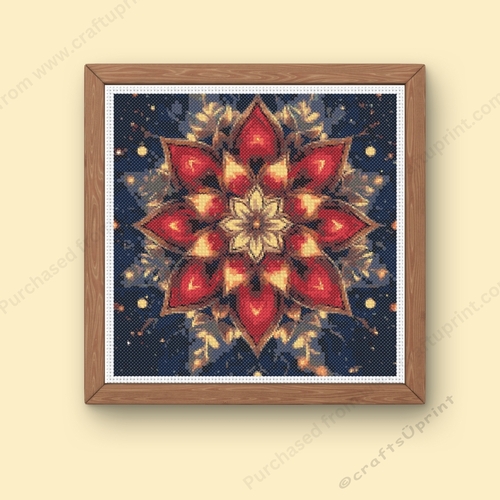 Red Bloom on Sapphire