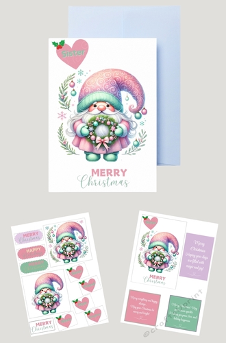 Pastel Gnome Christmas Card