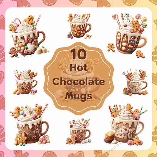 Christmas Hot Chocolate Gingerbread Clipart 