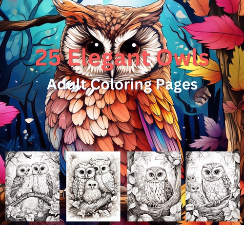 Elegant Owls Coloring Pages