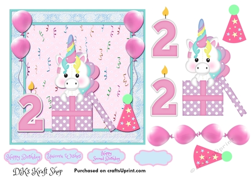 Cute Little Unicorn Second Birthday 1