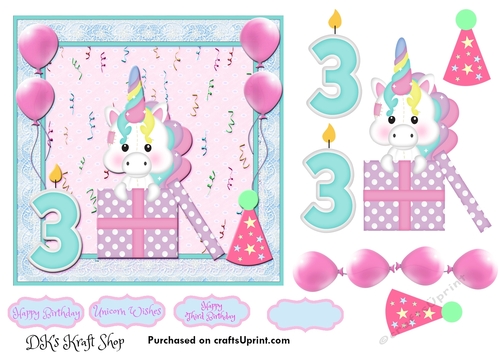 Cute Little Unicorn Third Birthday 1