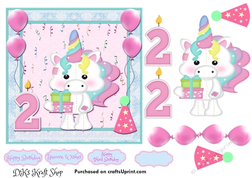 Cute Little Unicorn Second Birthday 2