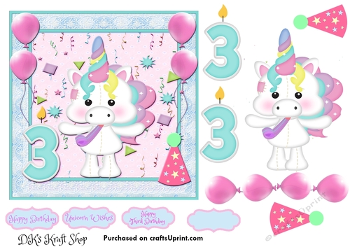 Cute Little Unicorn Third Birthday 3
