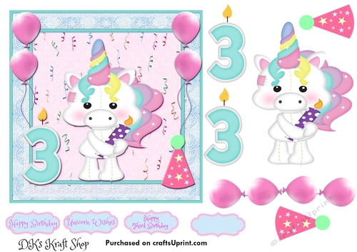 Cute Little Unicorn Third Birthday 4