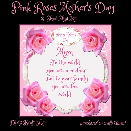 Pink Roses Mothers Day card