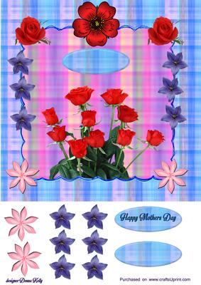 Plaid Mothers Day Floral Card Front