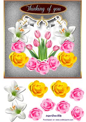 Floral Thinking of You 7x7 Card Front