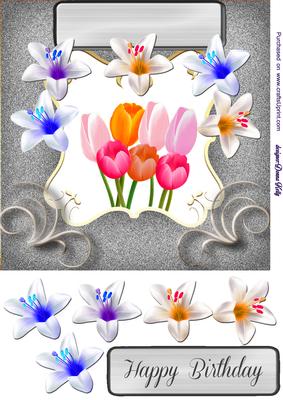Lilies and Tulip Birthday Card