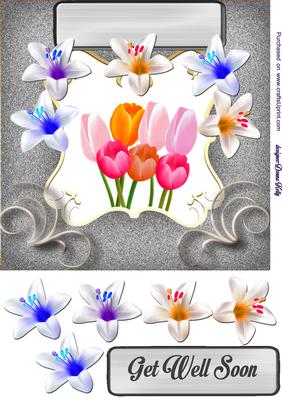 Lilies and Tulip Get Well Card