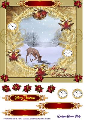 Winter Scene Gold Christmas