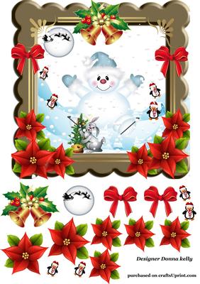 Cute Snowman and Penguin Friends