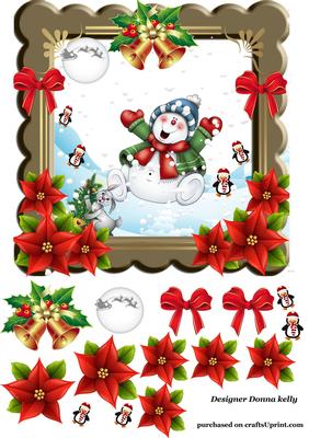Funny Snowman and Penguin Friends