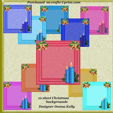 Christmas Blue Candles Background 10 Sheets